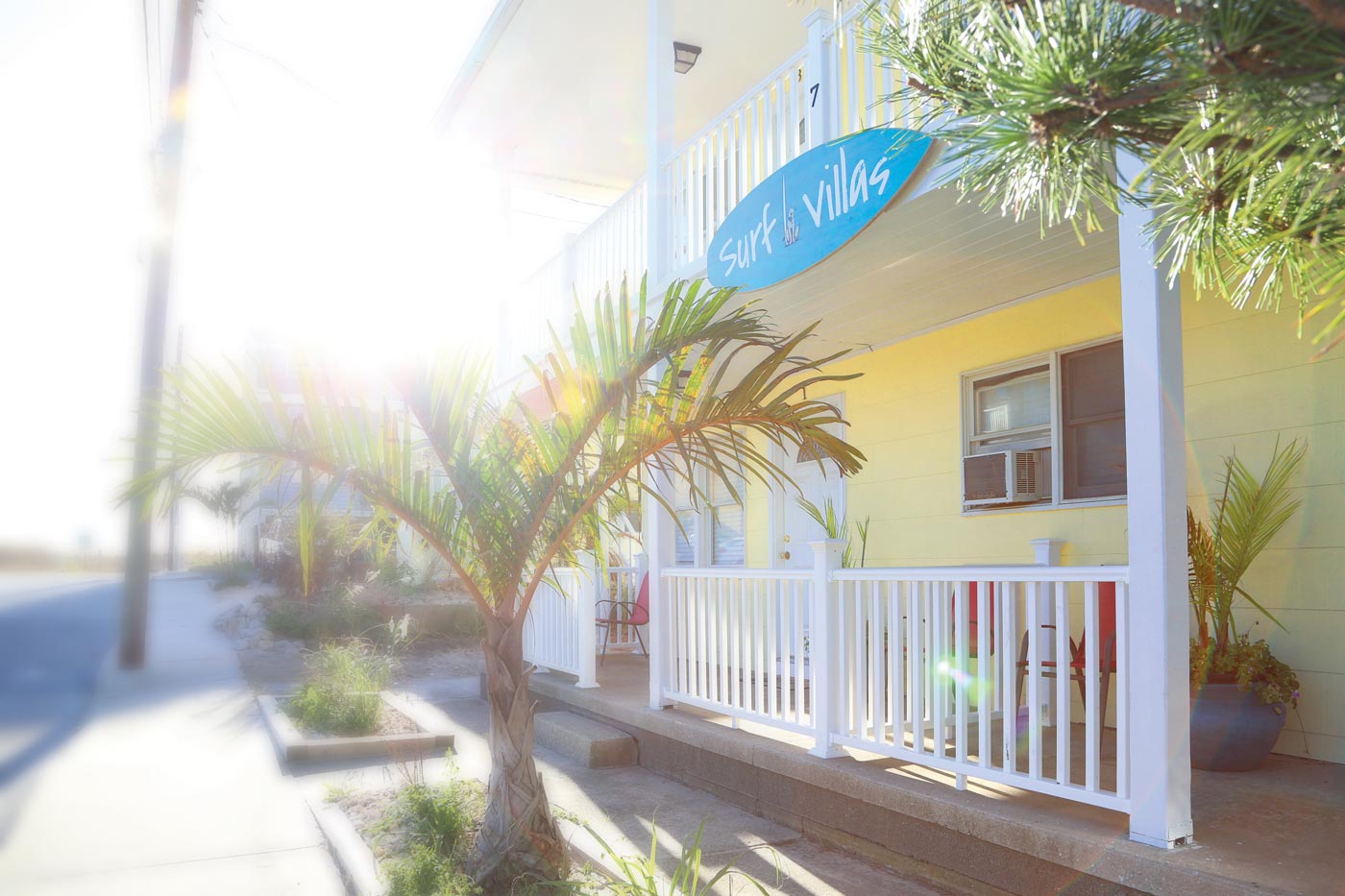 surf villas front porch with building sign angle